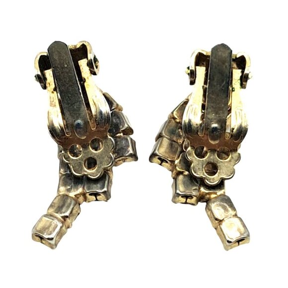 Vintage Rhinestone Jewelry Set Pink Red Gold Tone Brooch & Clip-On Earrings Infi - Picture 5 of 12